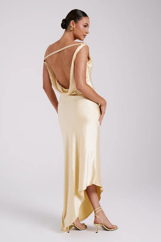 Yvette Slip Maxi Dress With Asymmetrical Hem - Butter Feminine Women's Soft 