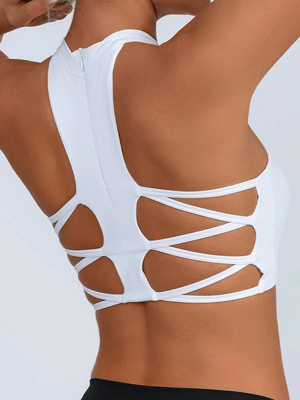 ZASUWA Female Sexy Mesh Cross Back Quick Dry Sports Bras Women