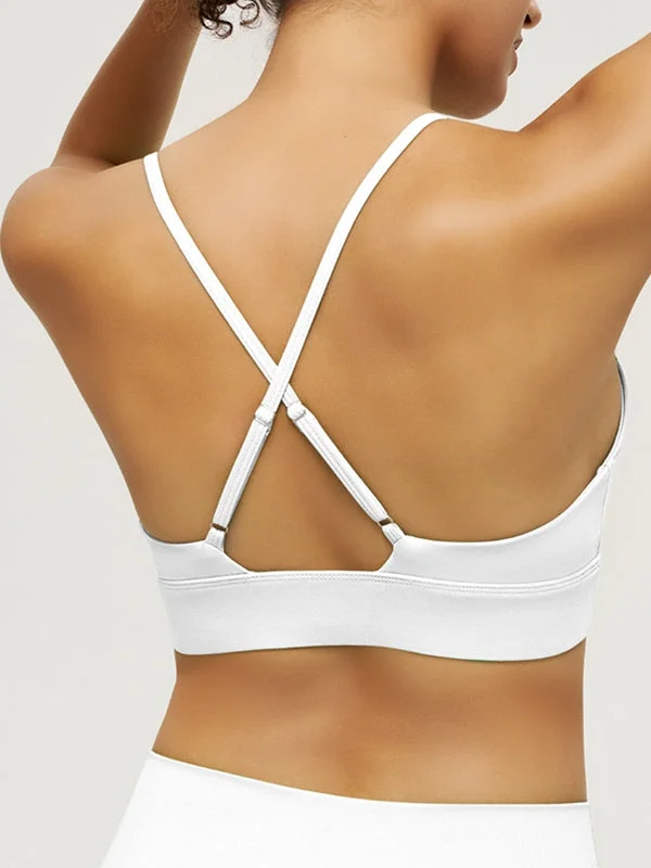 ZASUWA Female Deep V Collar Beautify Cross Back Sports Bras Casual Women's Japanese 