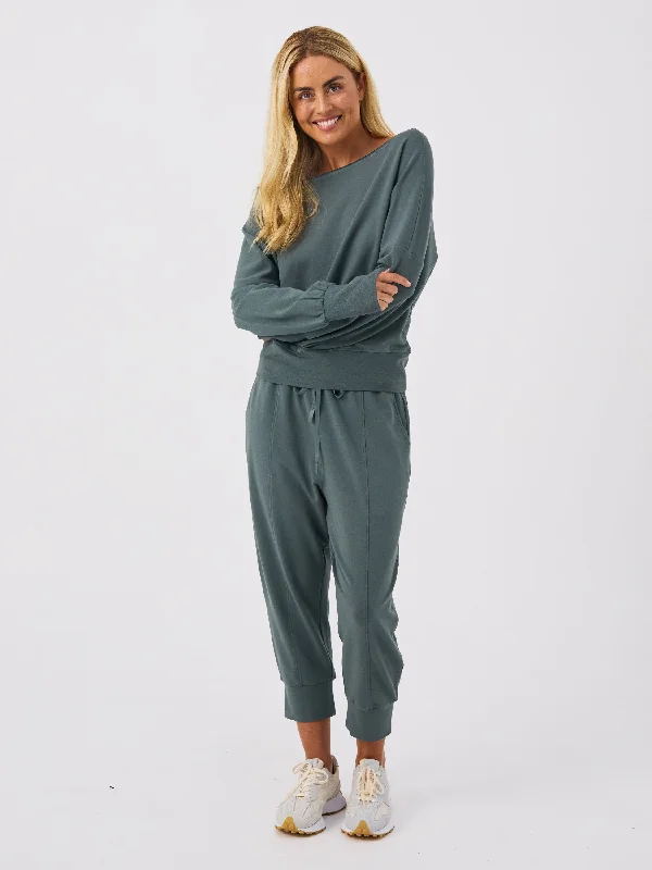 Breeze French Terry Cropped Jogger - Sage Confident Women's High - fashion