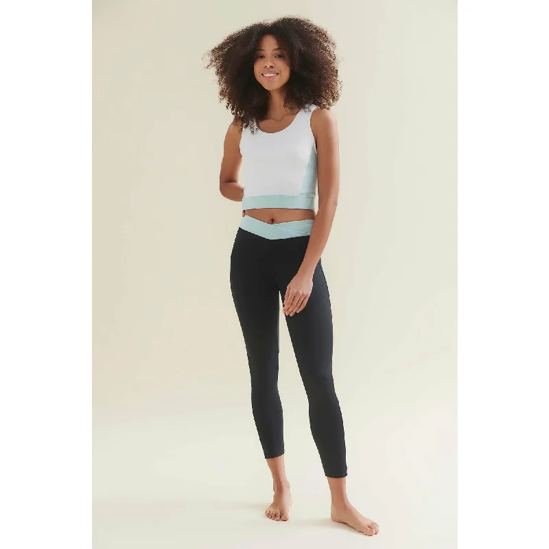 New 7/8 Dynamic Gym Leggings - Caviar Black/Sea Green Stylish Women's Neon