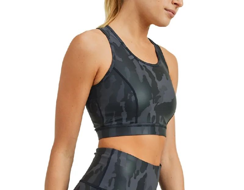 Mono B Camo Foil Mesh Back Sports Bra AT2730 and Plus Sporty Women's Athleisure 