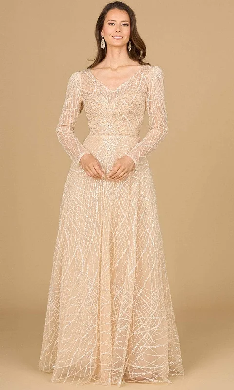 Lara Dresses 29149 - Long Sleeve V-Neck Mother of the Bride Gown Sporty Women's Athleisure Lara Dresses 29149 - Long Sleeve V-Neck Mother of the Bride Gown Sporty Women's Athleisure