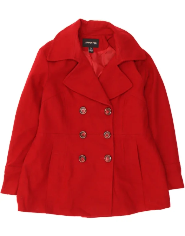 LONDON FOG Womens Pea Coat UK 18 XL Red Wool Athletic Women's High - 