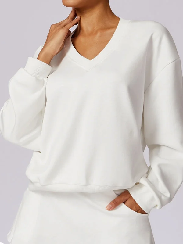 ZASUWA Female V Collar Casual Hoodies Sophisticated Women's 