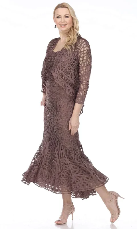 Soulmates D9120 - High-Low Dress And Jacket Set Refined Women's Velvet