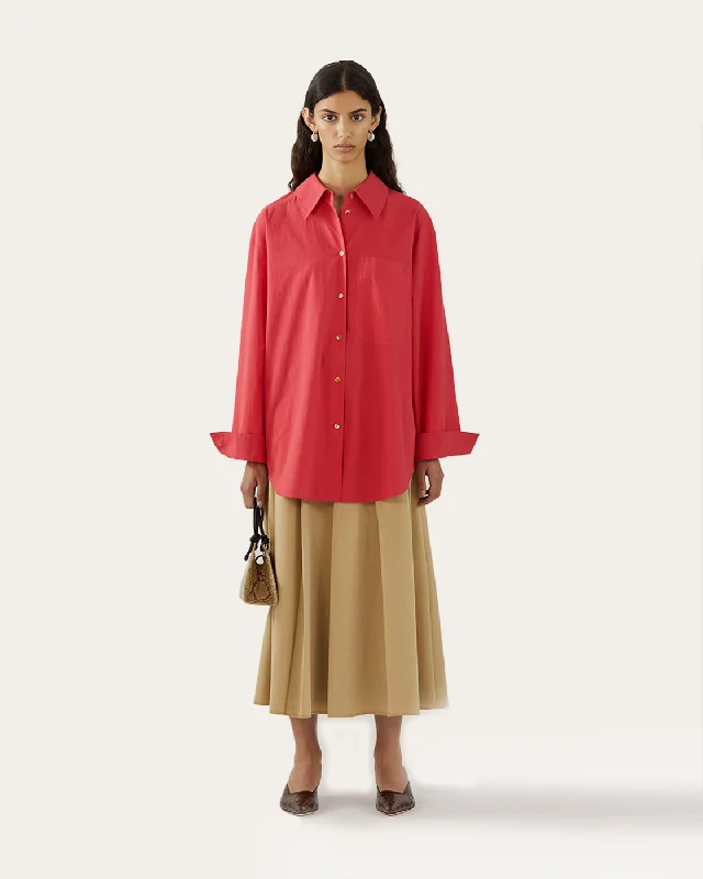 Caprice Shirt Organic Cotton Red Refined Women's Classic 