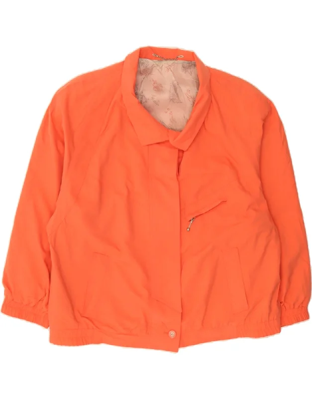 VINTAGE Womens Bomber Jacket UK 20 2XL Orange Polyester Sophisticated Women's Tailored VINTAGE Womens Bomber Jacket UK 20 2XL Orange Polyester Sophisticated Women's Tailored