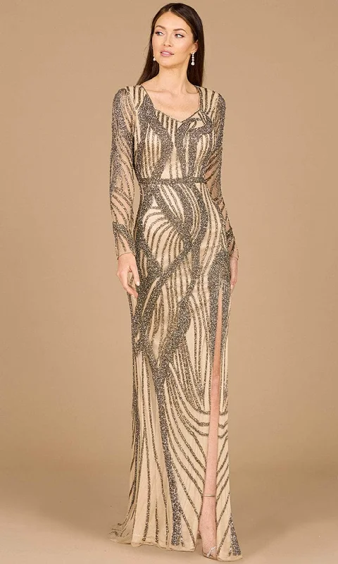 Lara Dresses 29165 - Beaded Long Sleeve Gown with Slit purpose