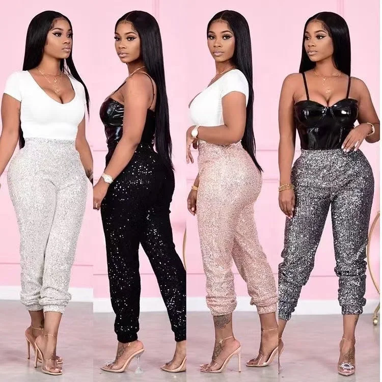 OUDINA New Casual Sequins Pencil Ladies Cargo Pant Leggings Women Sequined Pants Practical Women's Quick - dry OUDINA New Casual Sequins Pencil Ladies Cargo Pant Leggings Women Sequined Pants Practical Women's Quick - dry