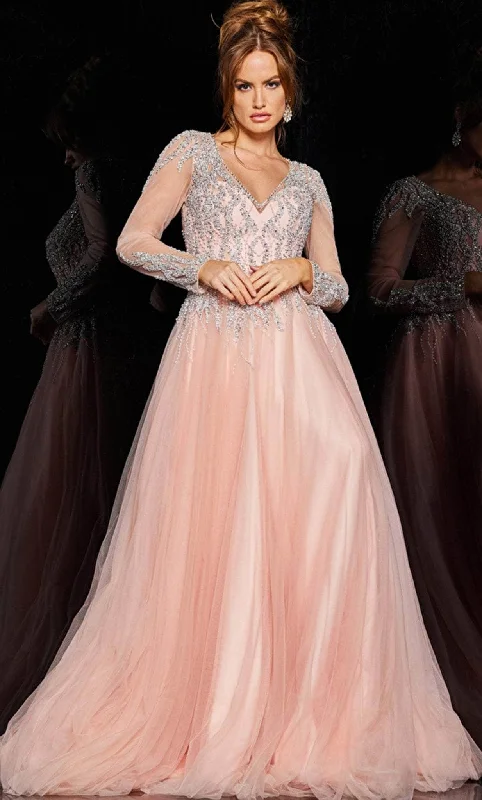 Jovani 36533 - Sheer Embellished A-line Gown Cool Women's Skate