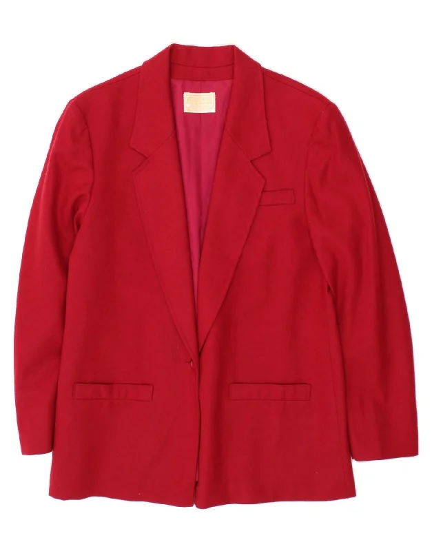 PENDLETON Womens 1 Button Blazer Jacket US 12 Large Red Virgin Wool Hip Women's Retro PENDLETON Womens 1 Button Blazer Jacket US 12 Large Red Virgin Wool Hip Women's Retro