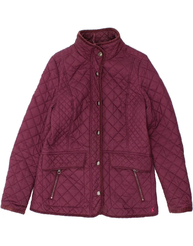 JOULES Womens Quilted Jacket UK 12 Medium Burgundy Polyamide Cashmere