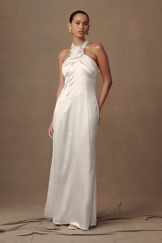 Dylan Rose Halter Maxi Dress - White British Gentlewoman Style