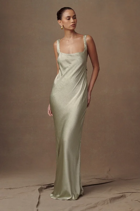 Ensley Satin Maxi Dress - Sage Relaxed Women's 