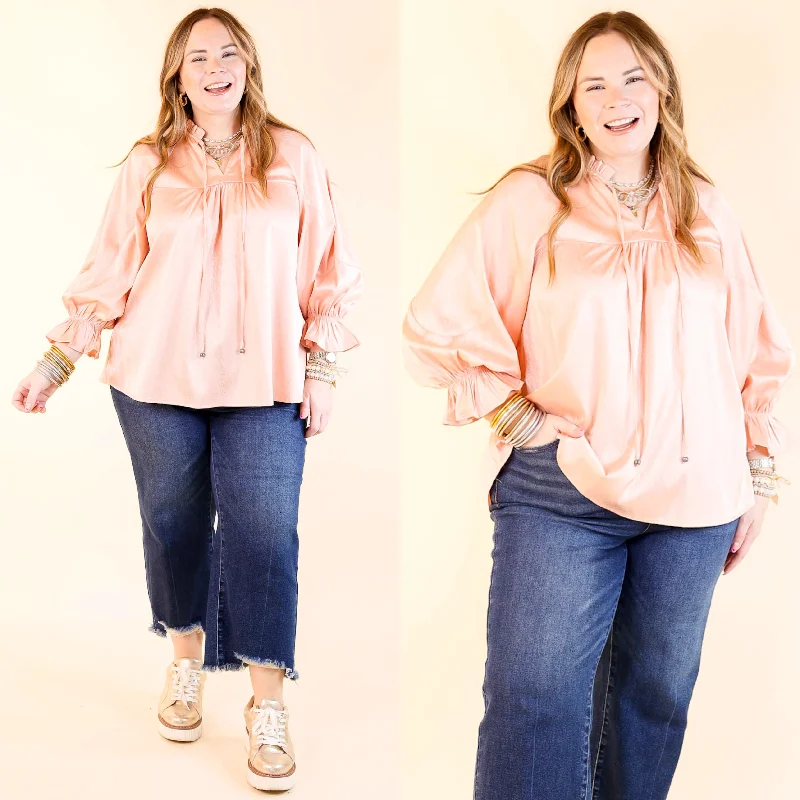 Sunset Situation Front Tie Keyhole Blouse in Peach Orange Cool Women's Skate