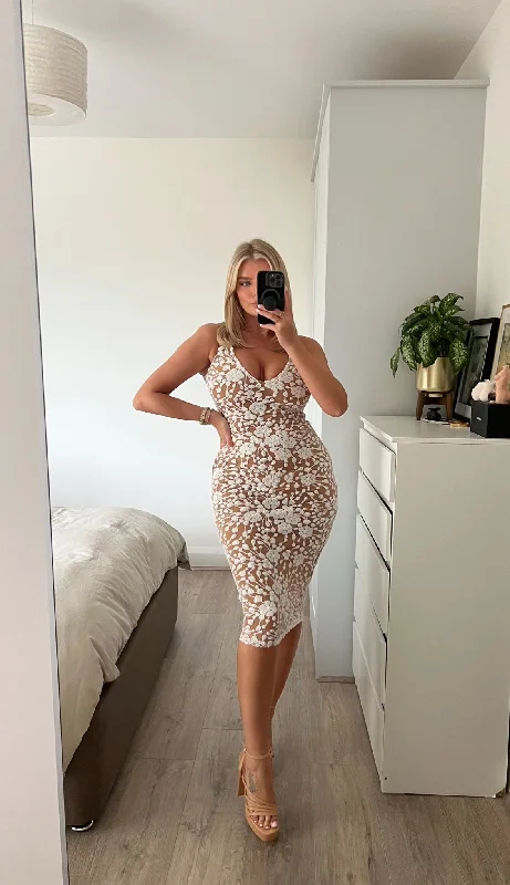 Nadine Merabi Nyla White Midi Dress Casual Women's Loose - fitting