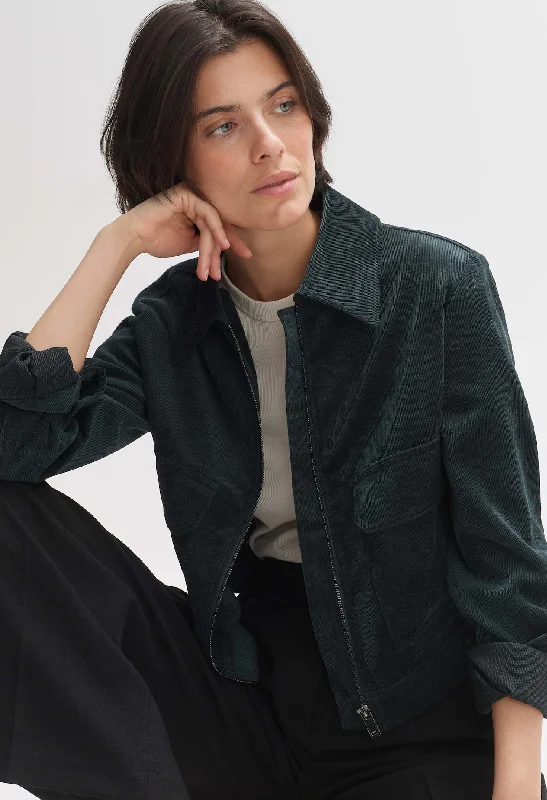 Hanju Boxy Fit Corduroy Short Jacket Preppy Women's College