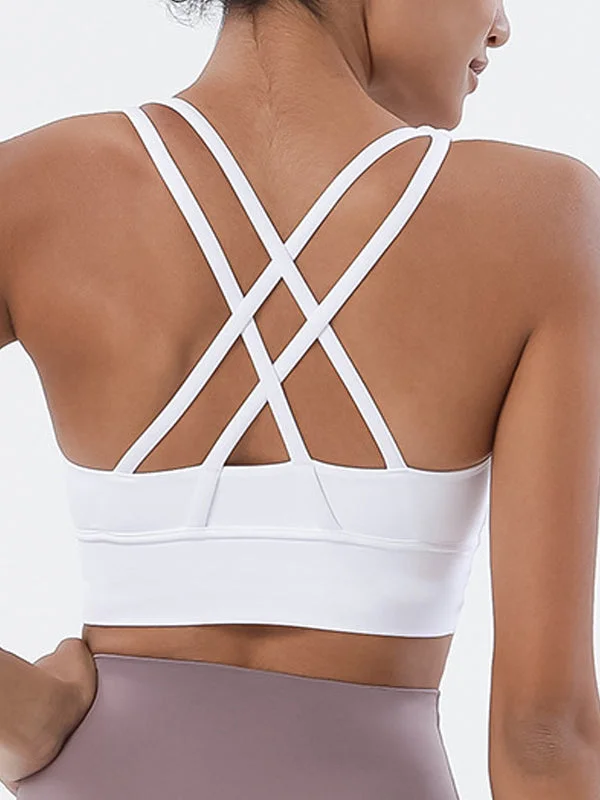 ZASUWA Female U Collar Cross Back Quick Dry Seamless Sports Bras Cashmere