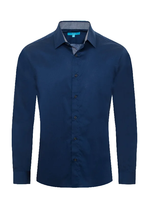 Long sleeve, Cotton-Stretch Shirt in Navy Bold Women's Statement
