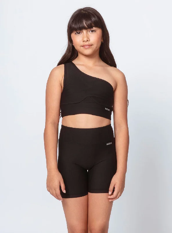 Girls Solo Shoulder Top Black Hip Women's Retro