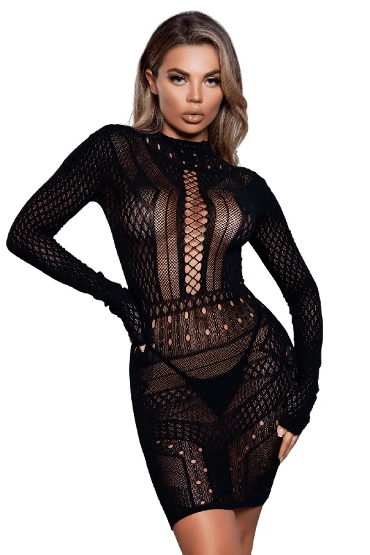 Seductive Long Sleeve Geometric Mini Dress Street