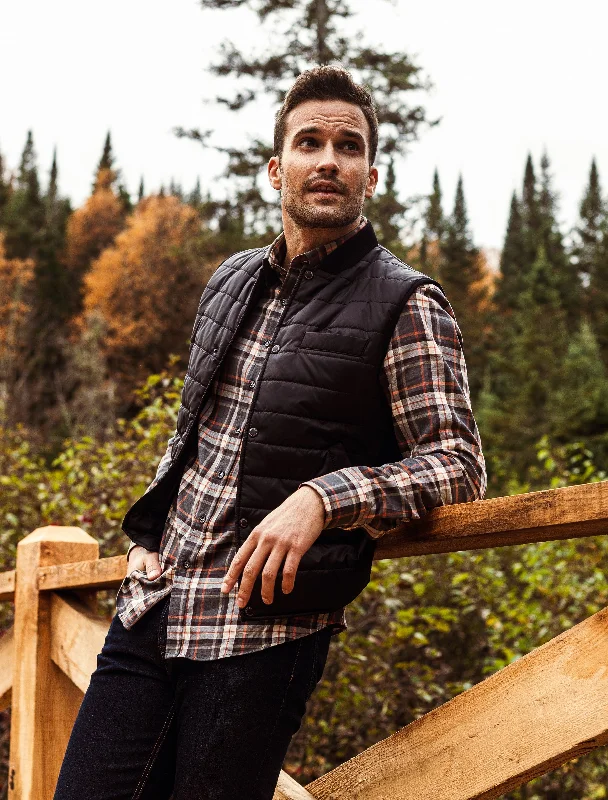 Charcoal Lyocell Plaid Long Sleeve Shirt French