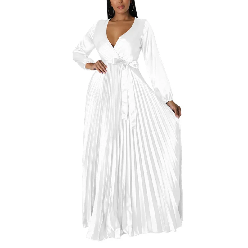 V-Neck Balloon Sleeves Pleated Dress Wholesale Womens Clothing N3823103000067 Cool Women's Distressed V-Neck Balloon Sleeves Pleated Dress Wholesale Womens Clothing N3823103000067 Cool Women's Distressed