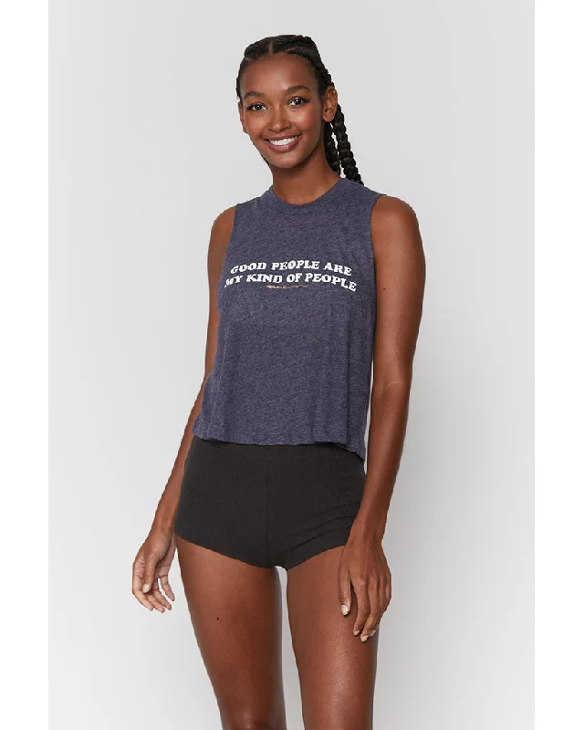Spiritual Gangster Good Crop Tank - Womens - Heather Night Sharp Women's Italian