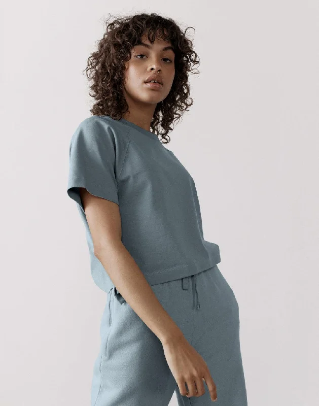 The Womens Crop Tee in Slate Grey Luxurious Women's High -  end