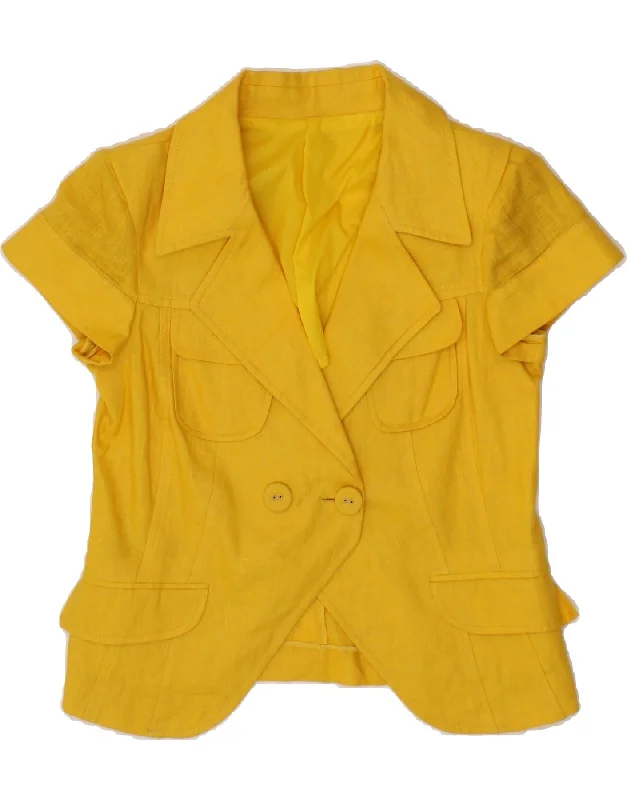 VINTAGE Womens Double Breasted Blazer Jacket UK 10 Small Yellow Minimalist Women's Casual VINTAGE Womens Double Breasted Blazer Jacket UK 10 Small Yellow Minimalist Women's Casual