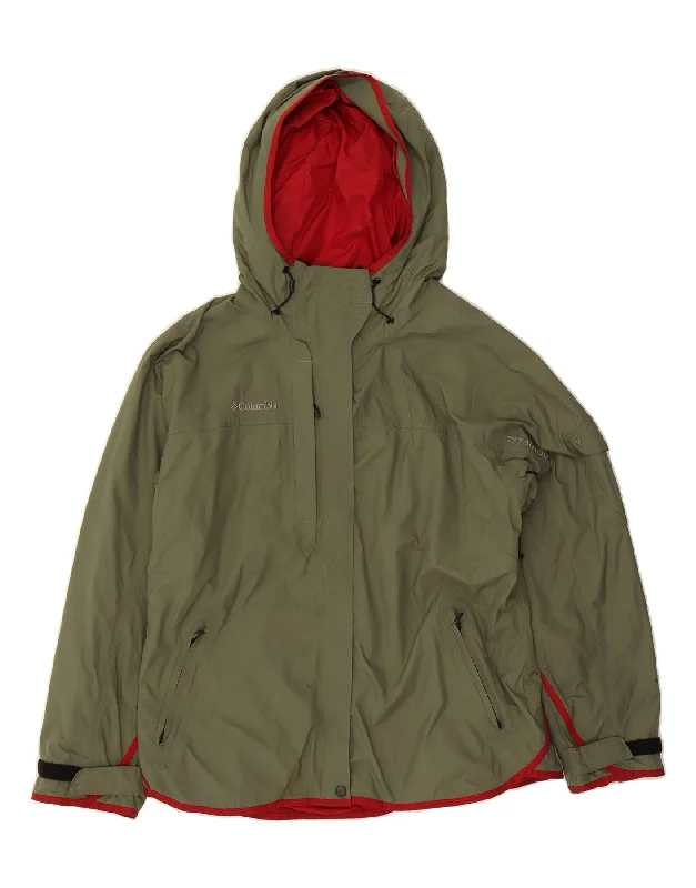 COLUMBIA Womens Hooded Windbreaker Jacket UK 18 XL Khaki Nylon Bold Women's Statement COLUMBIA Womens Hooded Windbreaker Jacket UK 18 XL Khaki Nylon Bold Women's Statement