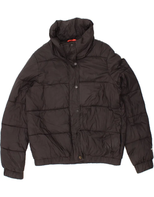 DKNY Womens Graphic Padded Jacket UK 14 Medium Black Nylon Dynamic Women's Moto