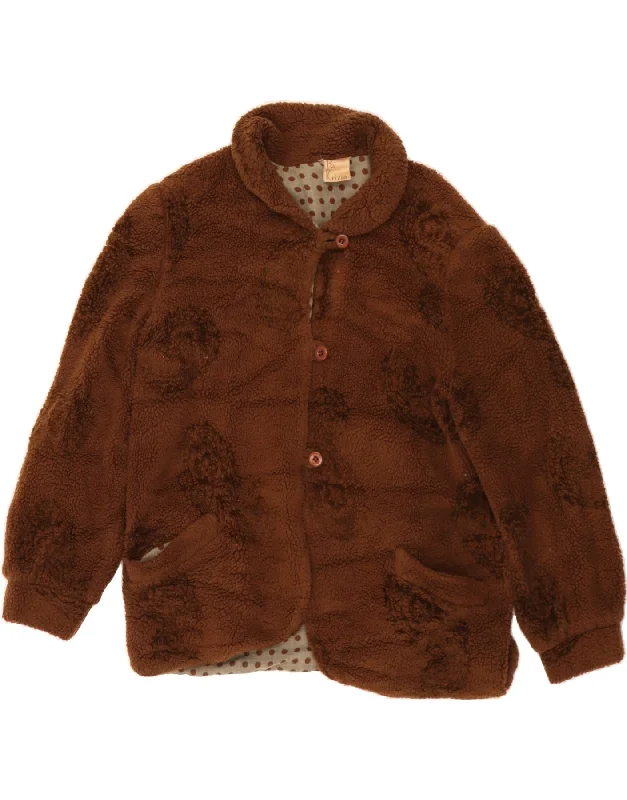 POI BY KRIZIA Womens Fleece Jacket IT 46 Large Brown Paisley Australian Beach