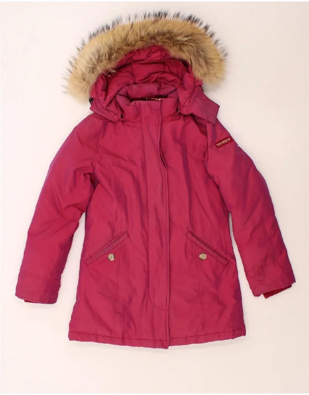 WOOLRICH Womens Hooded Padded Coat UK 12 Medium Pink Cotton Casual Women's Loose - fitting WOOLRICH Womens Hooded Padded Coat UK 12 Medium Pink Cotton Casual Women's Loose - fitting
