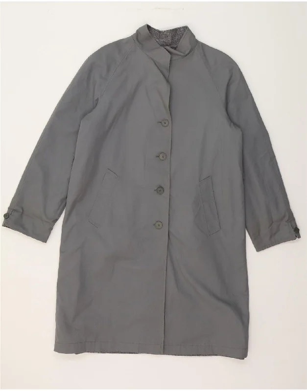 VINTAGE Womens Reversible Overcoat IT 48 XL Grey Polyester Bold Women's Statement