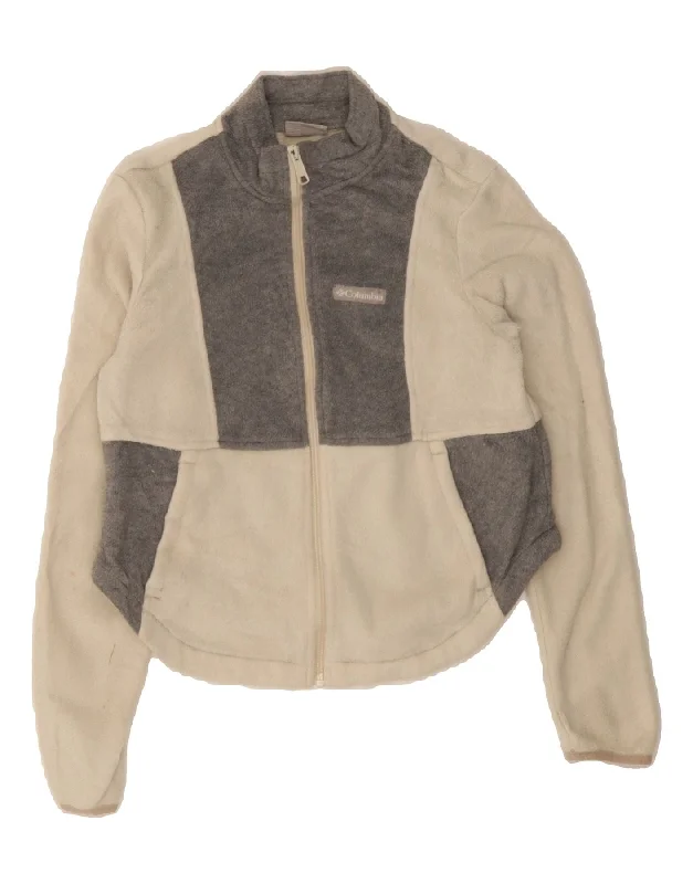 COLUMBIA Womens Fleece Jacket UK 10 Small Beige Colourblock Polyester Bohemian Women's Free