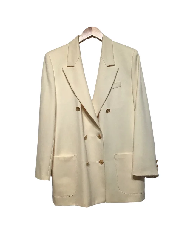 Women’s Cream Blazer With Gold Details (Size XL) Refined Women's Classic 