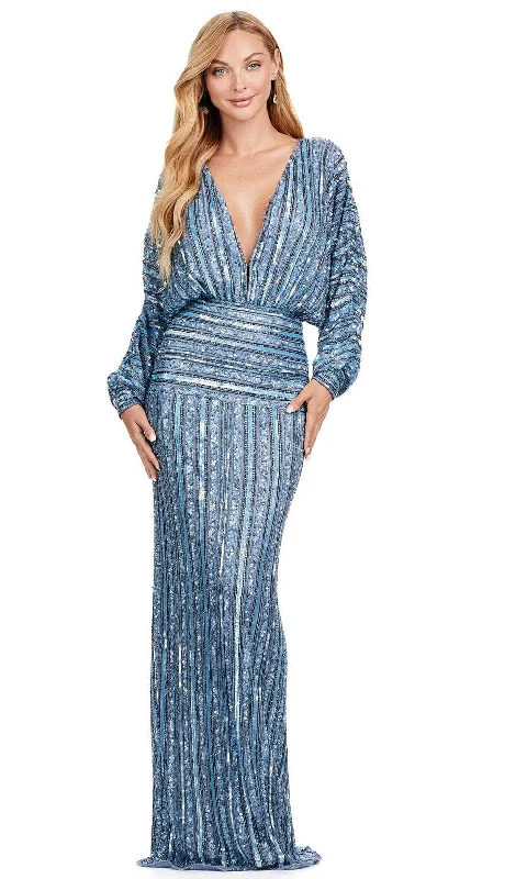 Ashley Lauren 11490 - Dolman Sleeve Column Prom Gown Feminine Women's Style 
