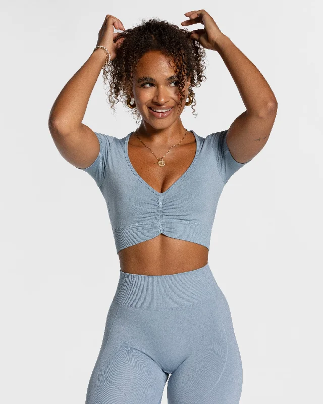 Focus Crop Top "Stahlblau" Stylish Women's Tropical 