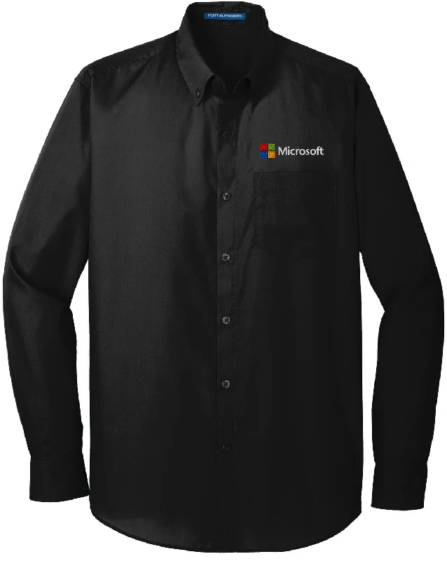 Port Authority Tall Long Sleeve Carefree Poplin Shirt Elegant Women's 
