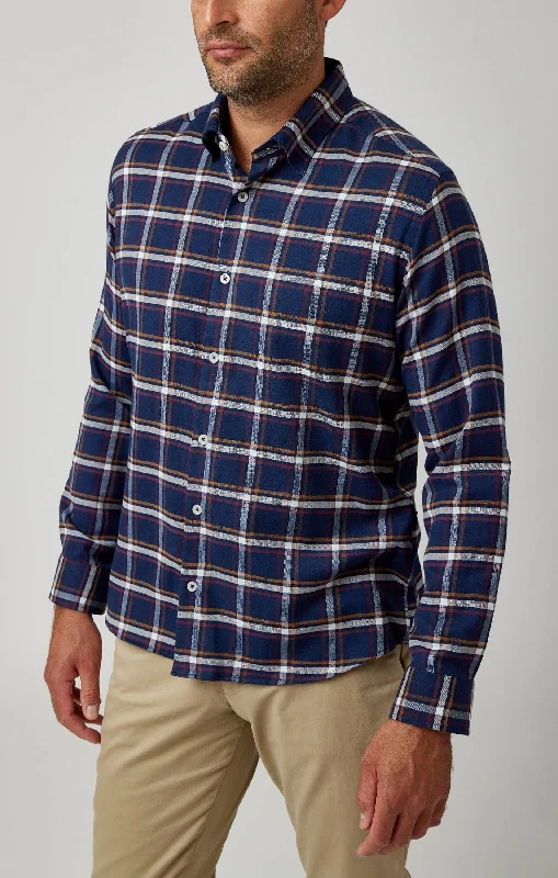 Navy Tricolor Plaid Drytouch Shirt Edgy Women's Punk