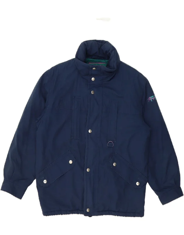 FILA Womens Hooded Windbreaker Jacket IT 44 Medium Navy Blue Polyester European