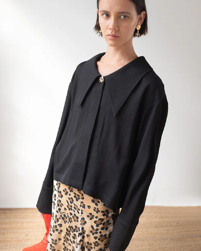 Riley Shirt Crepe Twill Viscose Black Cashmere