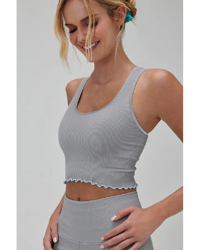 Spiritual Gangster Amor Crop Tank - SU33676007 - Womens - Fossil Grey Minimalist Women's Casual