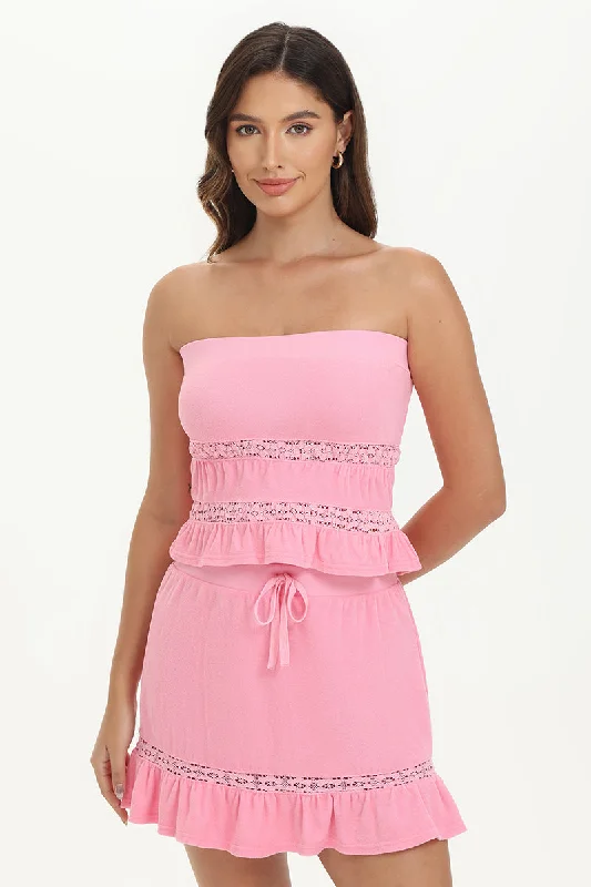 Towel Terry Lace Trim Tube Top performance