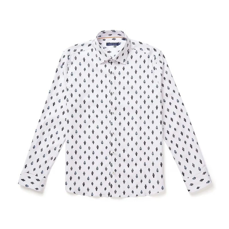White Chandelier Print Shirt Refined Women's Velvet