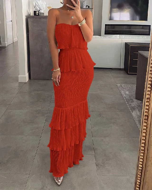 Sexy Breasted Pleated Ruffle Sling Hipster Dresses Wholesale Dresses Contemporary 