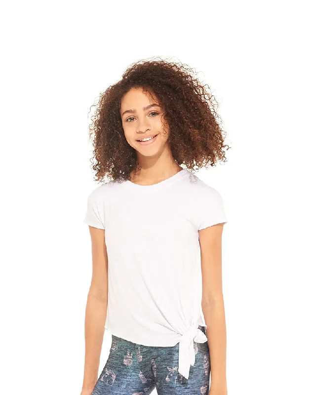 Terez Tie Front Detailed Tee - 1444 Girls - White Classic Women's Pin - striped