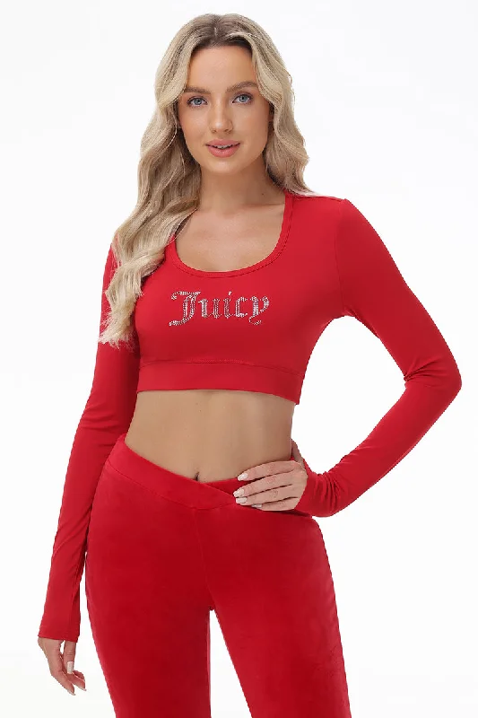 Small Bling Knit Cropped Long Sleeve Baby Tee Country